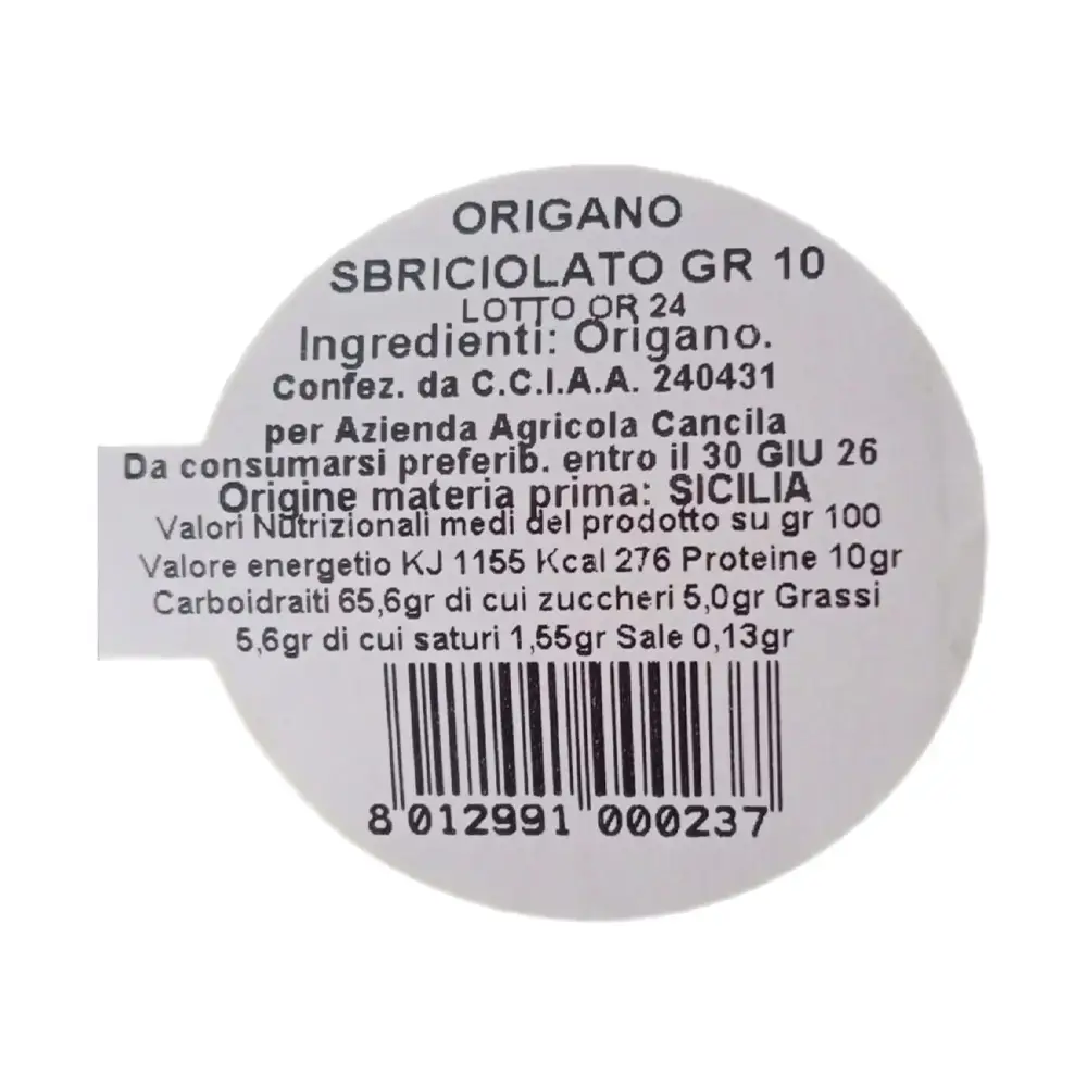 Origano sbriciolato 10 g